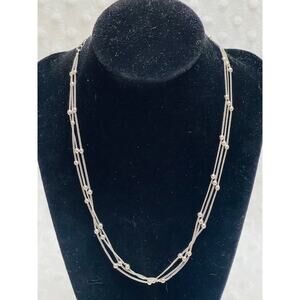 Liz Claiborne 3-Strand Ball Layered Silver Tone Chocker Style Necklace
